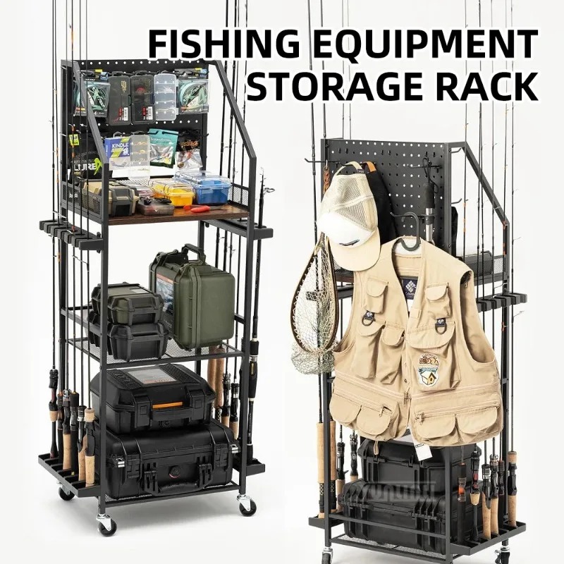 Fishing Line Spool - ชั้นวางอุปกรณ์ตกปลา, ที่วางคันเบ็ดและรอกตกปลาแบบสไตล์ชั้นวางปืน, ชั้นจัดเก็บอุปกรณ์อเนกประสงค์สำหรับบ้านและรถยนต์